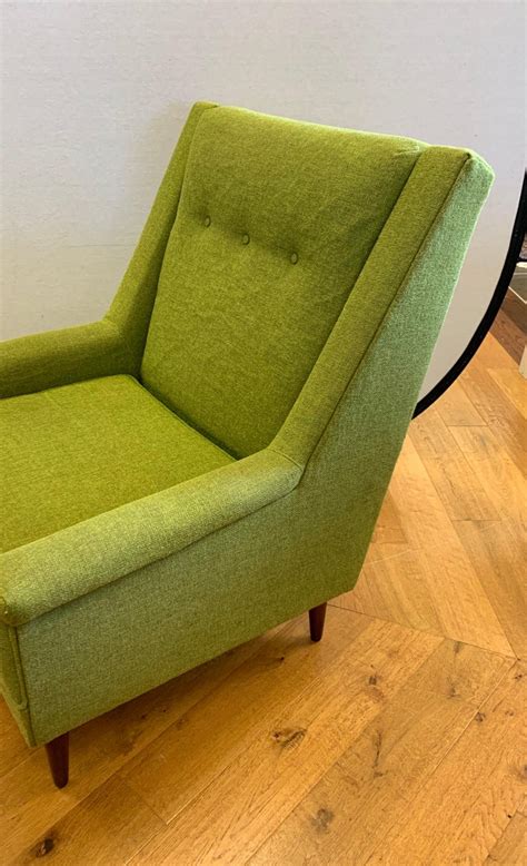 Flexsteel Midcentury Green Upholstered Modern Lounge Chair At 1stdibs