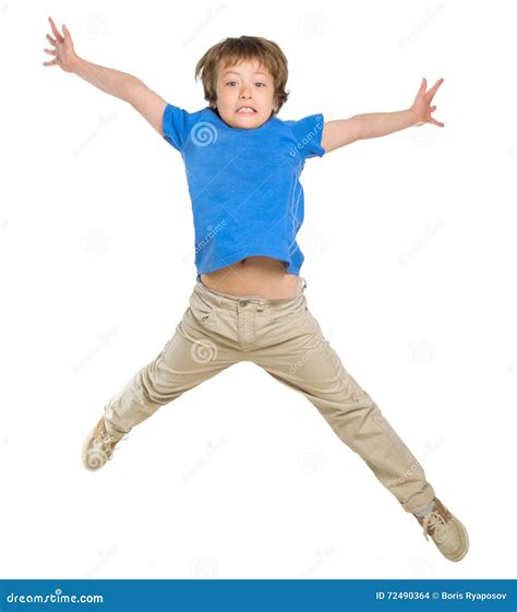 Jumping Little Boy Isolated Stock Photo Image Of Positive Innocence