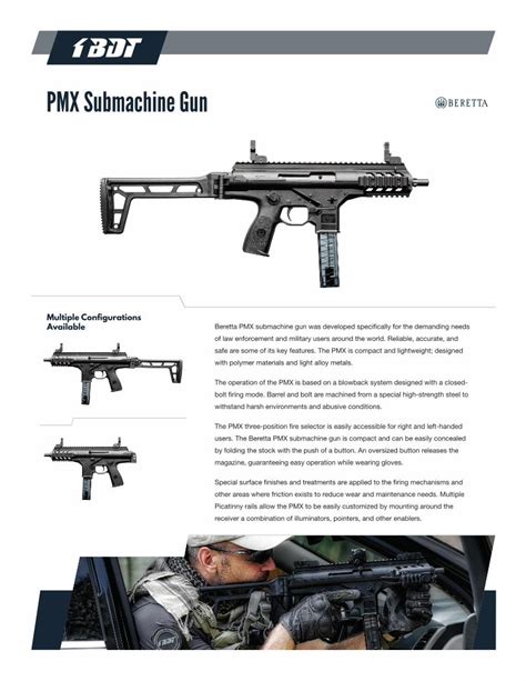 Pdf Pmx Submachine Gun Beretta Defense Technologies Submachine Gun