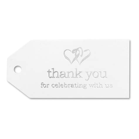 25pk White And Silver Linked Hearts Thank You Tags Bridal Etsy