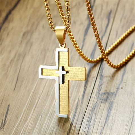 Buy Vnox Engrave Bible Cross Pendant For Men Religious