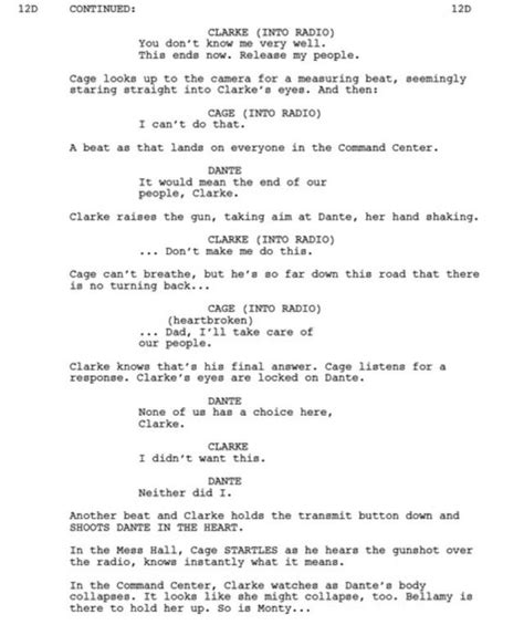 The 100 Script To Screen 2x16 The 100 Acting Scripts The 100 Cast
