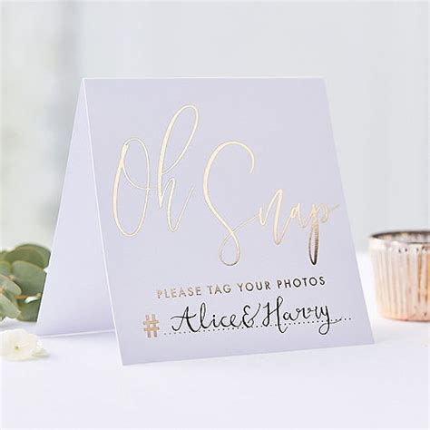 Ginger Ray Metallic Gold Photo Hashtag Tent Cards 5ct Party City