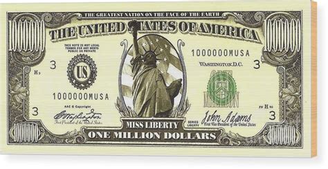 One Million Dollar Bill Wood Print By Charles Robinson