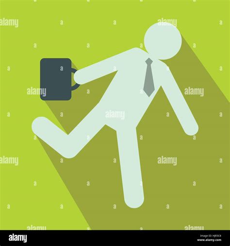 Businessman Icon In Flat Style On A Green Background Stock Vector Image
