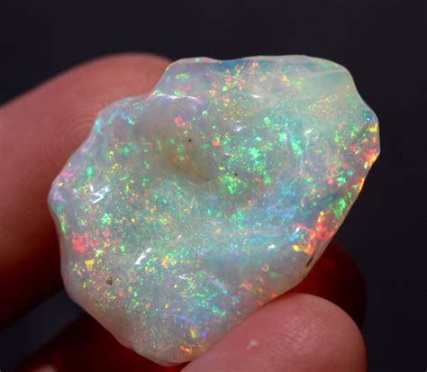 Ethiopian White Opal Natural Loose Carved Gemstone 24 Carat