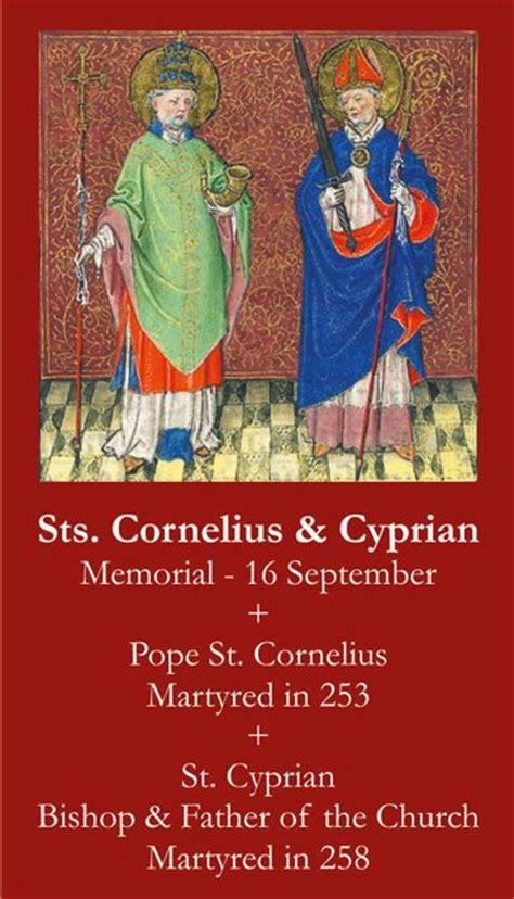 Sts Cornelius And Cyprian Prayer Card Pc 578