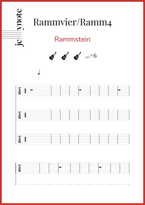 Partituras De Rammstein Rammvierramm4 Guitarra Y Bajo Jellynote