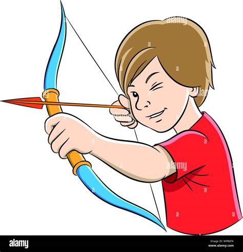 Vector Illustration Of Archer Boy Cartoon Isolated On A White