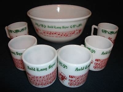 Vintage Tom And Jerry Punch Bowl Set 6 Mugs Auld Lang Syne Hazel On