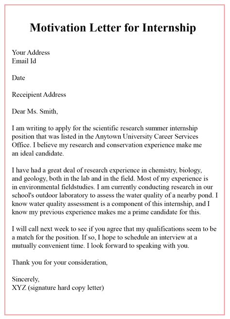 Attach your cover letter to the email. Motivation Letter for Internship PDF | Motivation Letter