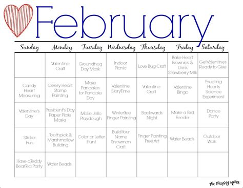 February Printable Activity Calendar For Kids The Chirping Moms