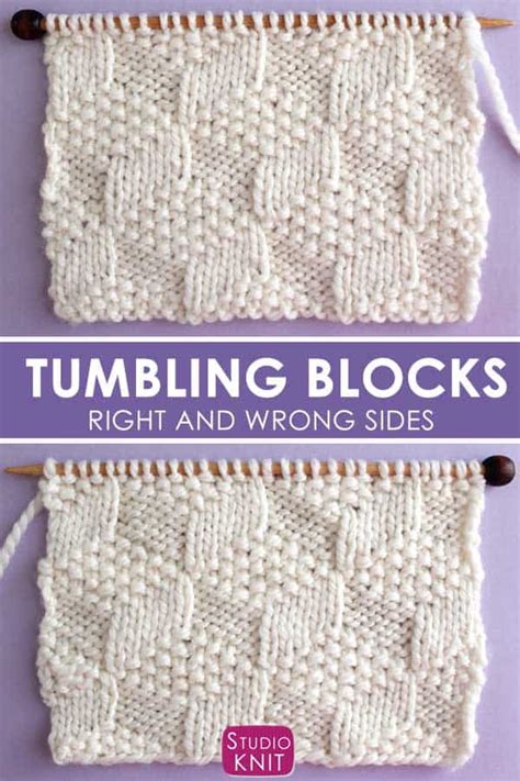 Tumbling Moss Block Stitch Knitting Pattern For Beginners Studio Knit