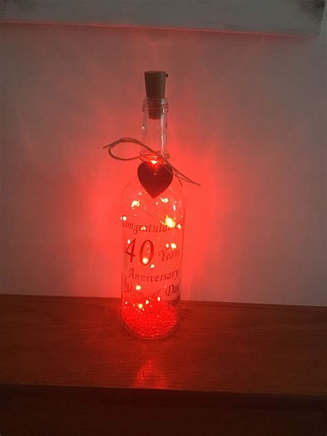 Anniversary Light Up Wine Bottle Bottle Light Personalised Etsy Uk