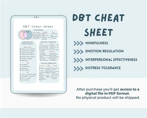 DBT Skills Cheat Sheet Quick Reference Guide Printable PDF Dialectical