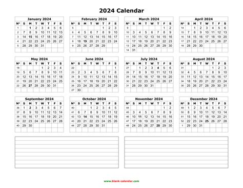 Yearly Calendar 2024 Free Download And Print