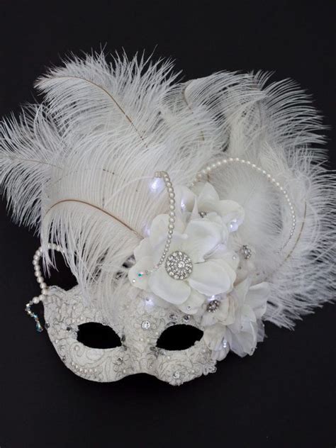 Bellezza Luxury White Light Up Masquerade Mask Masque B Venetian