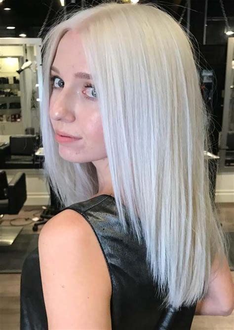 Wonderful Ice Blonde Sleek Straight Hairstyles