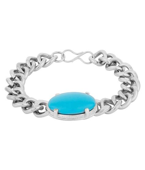 Buy K Turquoise Silver Alloy Bracelet For Men Online From