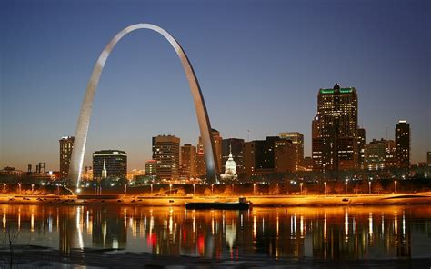 Fond Décran Nuit Lumières Saint Louis Eau Missouri Etats Unis