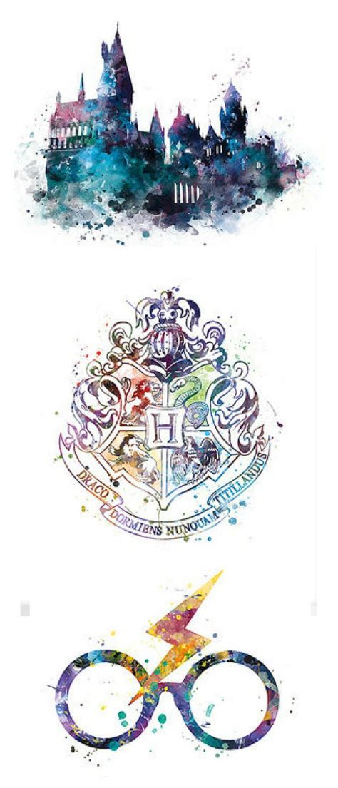 Harry Potter Houses And Hogwarts Crests Watercolor Art Print By Person