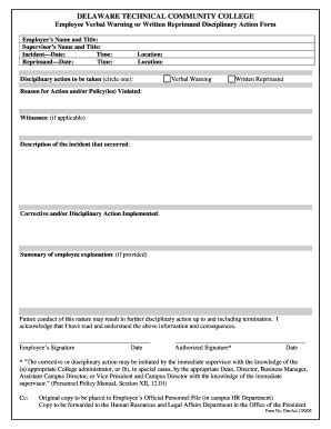 Printable Verbal Warning Template Forms Fillable Samples In Pdf Word To Download