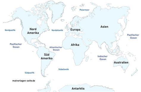 Kostenlose Landkarte Kontinente Und Ozeane Weltkarte