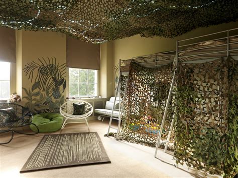 A jungle or safari theme bedroom is a popular selection for any age. Boy's Bedroom - Jungle Theme - Jamie Hempsall