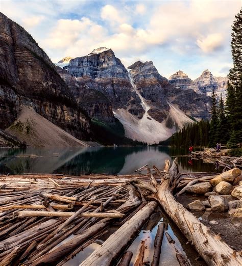 Great Mountain And Lake With Wood Scenery In Banff National Park Image