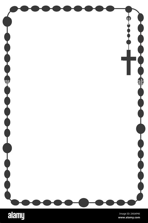 Rosary Beads Frame With Copyspace For Text Chain And Cross Religion