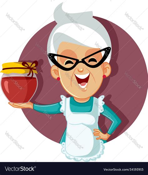 Granny Holding A Jar Homemade Jam Royalty Free Vector Image