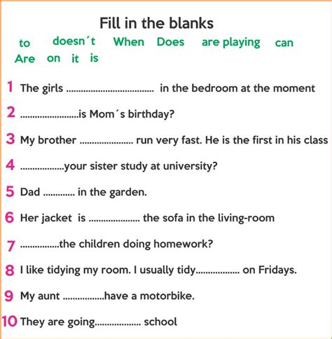Fill In The Blanks With In On At
