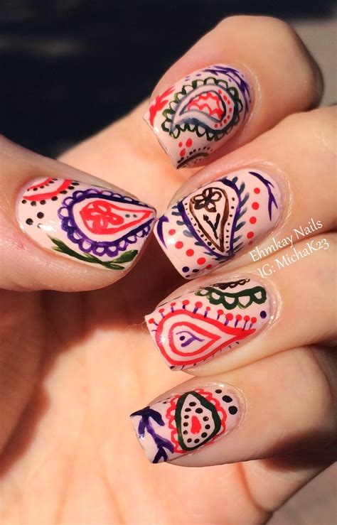 Ehmkay Nails Hand Painted Paisley Nail Art With Jessica Autumn In New