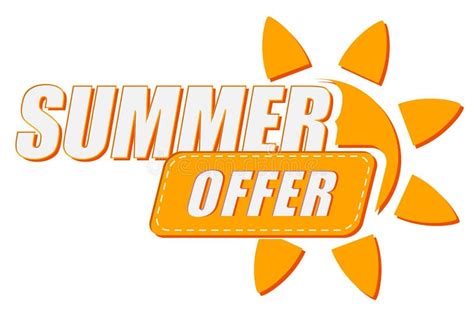 Summer Offer With Sun Sign Flat Design Label Stock Illustration