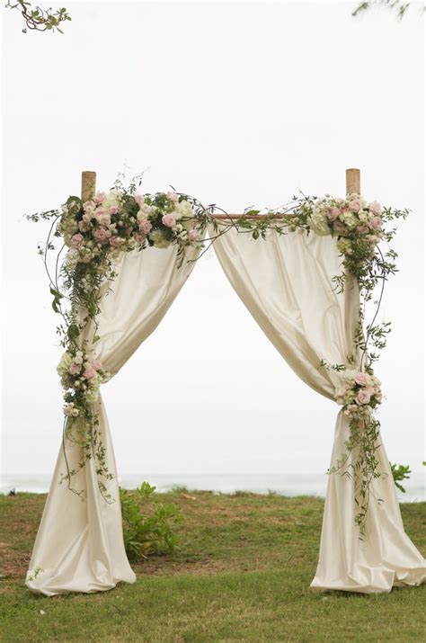 2 Post Wedding Arch With Shantung Drape And Floral Decor Arch