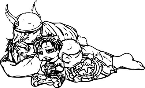 Tired Baby Avengers Coloring Page