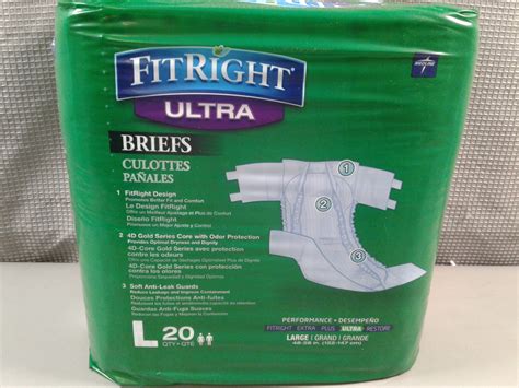 Lot Detail Fitright Ultra Adult Diapers Disposable Incontinence Briefs With Tabs Large 20 Ct