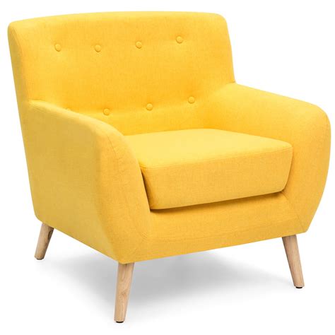 Belleze Modern Accent Chair Roll Arm Living Room Bedroom Wood Leg Linen