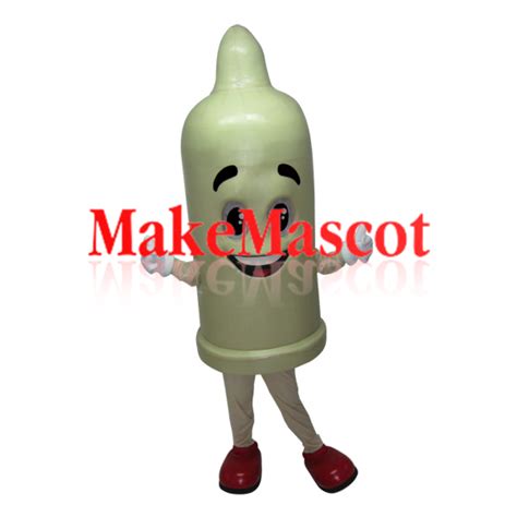 White Giant Condom Mascot With A Smile Mascot Costume