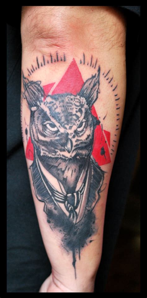 Jacket Owl Trash Polka Tattoo By Live Two Best Tattoo