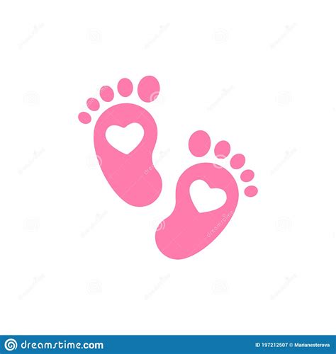 Pink Kids Or Baby Feet And Foot Steps With Heart New Born Pregnant Or