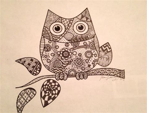 Zentangle Owl This Was My First Try Zentangle Art So Much Fun