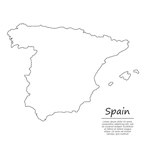 Premium Vector Simple Outline Map Of Spain In Sketch Line Style
