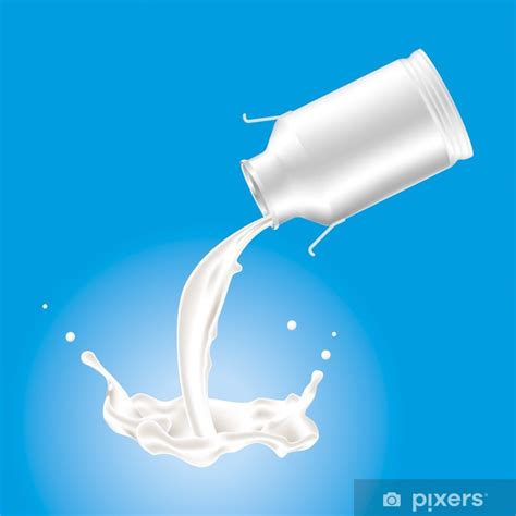 Sticker Milk Container Pouring Milk Vector Illustration Pixersuk
