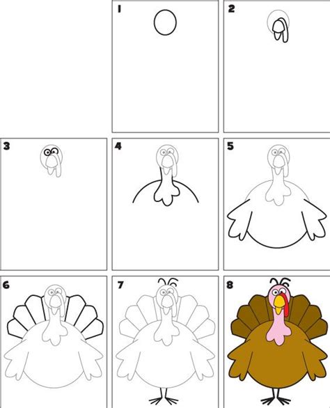 How To Draw A Turkey Drawing Tutorials For Children Pinterest