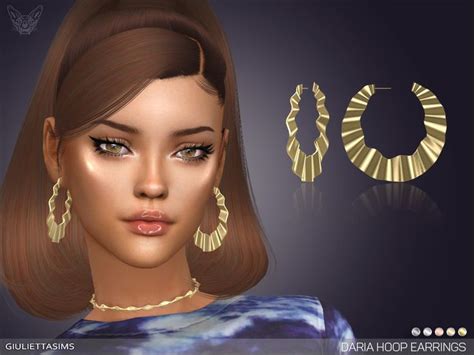 Sims 4 — Daria Hoop Earrings By Feyona — 5 Swatches Base Game