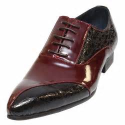 Fiesso Mens Burgundy Two Tone Leather Oxfords Pointed Toe Lace Up