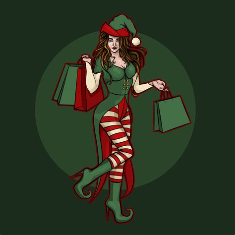 beautiful christmas elf girl with t bags 684622 vector art at vecteezy