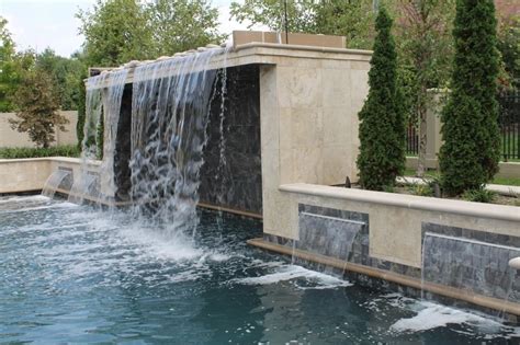 Custom Waterfall With Sheer Descent Waterfalls Backyard Pool
