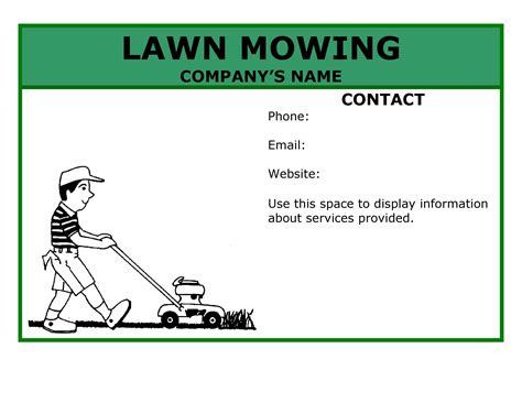Printable Free Lawn Care Templates
